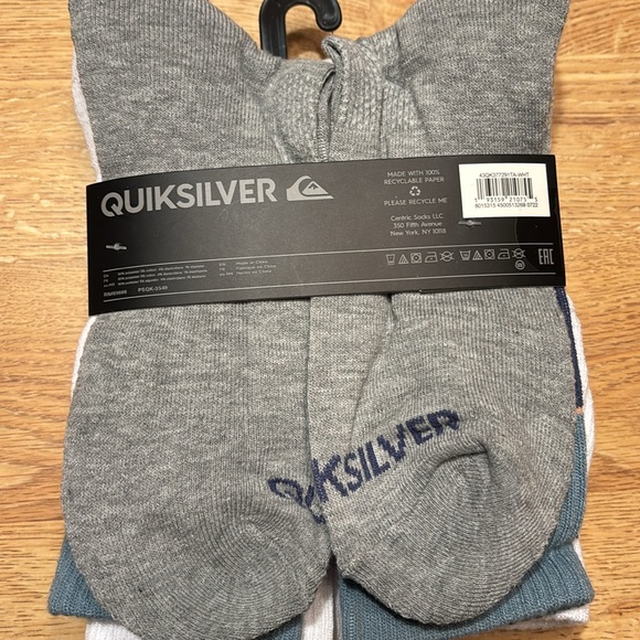 NWT Quicksilver 5 pair Crew Sock - Picture 2 of 3